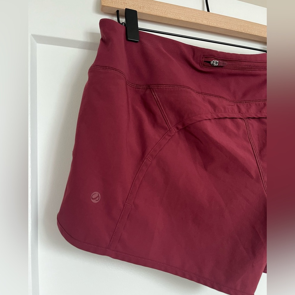 CRZ Yoga Running Shorts Womens Burgundy High Waisted Lined Athletic Shorts - Picture 3 of 7
